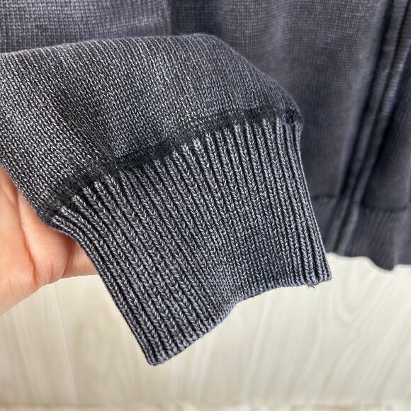 Cabela's Men's Cardigan Sweater SZ L Black Gray Grunge Mineral Wash Faded Look - Picture 3 of 8